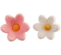 Kalanka-Dekora - Boîte De 7 Marguerites Blanches Et 7 Marguerites Roses En Sucre - Figurines Comestibles Pour Gâteaux - Décoration En Sucre Pour Gâteaux D'anniversaire