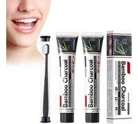 Kalanka-Dentifrice Au Charbon De Bambou + Brosse À Dents, Dentifrice Profond Au Charbon De Bambou, Set 2 Dentifrices Pour Blanchir Les Dents, Élimine La Mauvaise Haleine Et Les Taches Sur Les Dents Bl