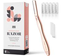 Kalanka-Dermaplane Rasoir Pour Sourcils, Exfoliation De Précision Et Épilation Pour Une Peau Éclatante Et Lisse - Kit De Dermaplaning Avec 5 Lames Remplaçables - Or Rose