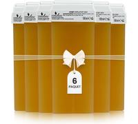 Kalanka-Dermawax 6 X 100 Ml Cartouches Roll-On Miel - Cire Chaude Épilation Douce, Peaux Sensibles, Jambes, Aisselles, Bras, Dos, Poitrine, Made In Italy (100 Ml (Lot De 6), Miel)