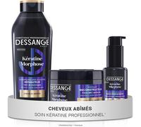 Kalanka-Dessange - Routine Cheveux Réparatrice & Resurfaçante Kératine Morphose - Shampoing 280ml + Masque 280ml + Soin Sans Rinçage 50ml - Répare & Scelle La Fibre Capillaire - Cheveux Secs & Abîmés