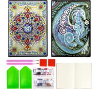 KALANKA-diamond painting enfant, loisirs créatifs fille 8 ans, 2 pièces carnet d'art de peinture de diamant A5, cadeau pour filles de 6 à 12 ans, carnet de notes mandala pour l'école (rouge bleu)