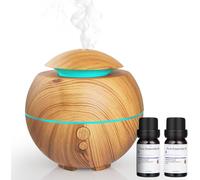 KALANKA-Diffuseur d'Huiles Essentielles 180ml, Arôme Diffuseur Ultrasonique,with Rose Essential Oil+Rosemary Essential Oil, Lumière LED à Couleurs Variables, sans BPA - Bois