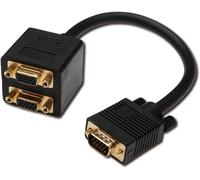 KALANKA-Digitus AK-310400-002-S Câble répartiteur en Y HD15 mâle/double VGA HD15 femelle Noir 20 cm