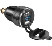 Kalanka-Din Hella Plug Moto Dual Usb Téléphone Chargeur Aluminium Avec Voltmètre Imperméable Compatible Avec Des Motos 12v/24v Bmw Ducati Motorcycles