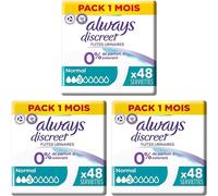 Kalanka-Discreet 0%, 48 Serviettes Hygiéniques Incontinence Femme, Normal 3 Gouttes, Protection Absorbante Pour Fuites Urinaires Modérées, Pack 1 Mois (Lot De 3)