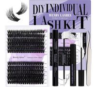 Kalanka-Diy Extension Cils Kit Volume Cluster 3d Effet 60d+80d Faux Cils Individuel 0.07mm D Curl Mix12-16 Cluster Lashes Kit Extensions De Cils Avec Cils Applicateur Déménageur De Cils Bond Et Seal
