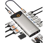 KALANKA-Docking Station d'accueil USB C, 15-en-1 , 2 HDMI 4K@60Hz, VGA, USB-C/A 5Gbps, Lecteur SD/TF, Ethernet Gigabit, 100W PD ¿ Bouton on/Off Écran Externe, Dock Polyvalent pour PC Portable, MacBoo