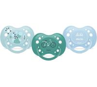 Kalanka-Dodie, Sucettes Anatomiques, Tetine Pour Bébé, +18 Mois, Sans Bpa, Résistante, Bleu, Garçon, Vélo, Lot De 3