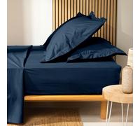 Kalanka-Douceur D'intérieur, Drap Housse (180 X 200 Cm) Biolina Bleu Nuit, 100% Coton Bio