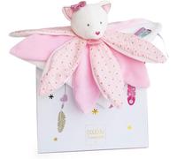 KALANKA-- Doudou Pétales Plat Carré Chat - Rose - 26 cm - Doudou Sensoriel Avec Pétales - Collection Attrape Rêve - Idée Cadeau Naissance pour Bébé - Garantie Doudou Perdu - DC3550