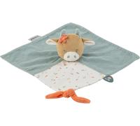 KALANKA-Doudou Plat en Coton et Velours, Mila la Vache, Compagnon de Route dès la Naissance, env. 27 x 27 cm, Mila, Zoë et Lana, Bleu Ciel