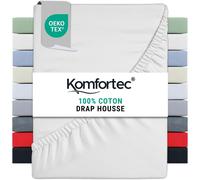 Kalanka-Drap Housse Lit 90x200 Cm - Jersey 100% Coton 135g/M² - Certifié Oeko-Tex - Bonnet 30 Cm - Drap Lit Avec Élastique Pour Matelas Épais - Blanc