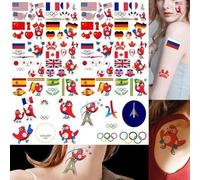 Kalanka-Drapeau Tatouage Temporaire, 110 Pièces États - Unis France Chine Allemagne Russie Canada Japon Royaume - Uni Espagne Brésil Drapeau Faux Visage Tatouage Du Corps, Spécial Pour Les Jeux