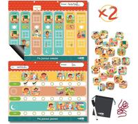 KALANKA-®-Duo Planning Semaine et Journée pour Enfants, Tableaux Magnétique Montessori avec 140 Aimants d'activités complet, Idéal pour instaurer Routine et Autonomie, compatible TDAH, Autisme dès 3