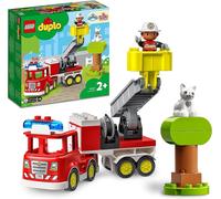 KALANKA-Duplo Town Le Camion de Pompiers - Jouet Éducatif pour Enfants dès 2 Ans - Camion, Figurine de Pompier, Chat & Arbre - Idée Cadeau pour Garçon ou Fille 10969