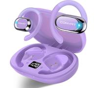 KALANKA-Ecouteurs Bluetooth sans Fil Open Ear, Écouteurs Bluetooth 5.4 HiFi Stéréo Basses avec 4 MIC HD, Lecture 58H, IP7 Étanche Casque Sport avec Écran LED, Contrôle Tactile, pour Courir, Púrpura