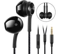 KALANKA-Écouteurs Filaire Intra-Auriculaires Magnétiques de Sport,Ergonomique Stéréo avec Microphone, Anti-Bruit Casque, Haute Définition, Jack 3.5mm pour Samsung,LG,Xiaomi,Sony,Huawei etc - Noir