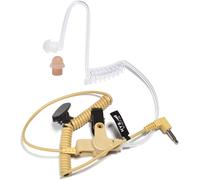 KALANKA-Écouteurs intra-auriculaires avec tube acoustique, 3,5 mm, transparent, avec clip de fixation, casque de sécurité pour radio radio (beige, écouteurs + 1 tête champignon plus longue-2)