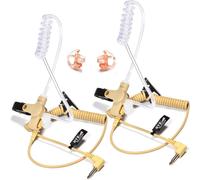 KALANKA-Écouteurs intra-auriculaires avec tube acoustique, 3,5 mm, transparent, avec clip de fixation, pour radio (beige, 2 x écouteurs + 1 paire d'écouteurs moyens)