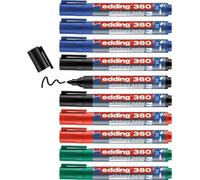 Kalanka-Edding 360 Marqueur Pour Tableaux Blancs - Multi-Couleur - 10 Stylos - Pointe Ronde 1,5-3 Mm - Feutre Effaçable - Pour Tableaux Blanc, Magnétique, Mémo Et Chevalet De Conférence - Rechargeabl