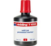 Kalanka-Edding T 100 Recharge D'encre Marqueurs Permanents - Rouge - 100 Ml - Système De Compte-Gouttes, Pour Recharger Rapidement Presque Tous Les Marqueurs Permanents Edding