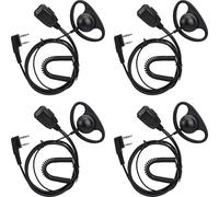 KALANKA-EEK015 D Forme Talkie Walkie Ecouteur avec Mic 2 Pin, Compatible RT622 RT21 RT668 RT619 Baofeng UV-5R Talkie Walkies, Radio Bidirectionnel Casque avec Tubes à Bobines (4 Pack)