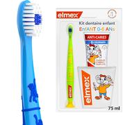 Kalanka-Elmex - Kit Dentaire Enfant 0-6 Ans - Brosse À Dent Enfant - Dentifrice Enfant 0-6 Ans Au Fluorure D'amines Olafluor - Protège Dents De Lait Contre Caries Et Plaque Dentaire - Dents Sensibles