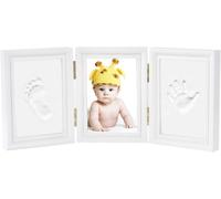 KALANKA-Empreinte de La Main Empreinte Cadre Photo Kit pour Garçons Parfait Cadeau de Douche de Bébé (3 Parties, Blanc)