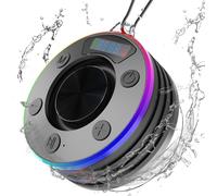 KALANKA-Enceinte Douche Bluetooth 5.3, Lumières LED Colorées Enceinte Bluetooth Etanche IP7, Enceinte Bluetoth Mini-Portable avec Appel Bluetooth, 360° Stéréo Enceinte, Radio FM, pour Soirées Plage,