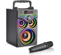 KALANKA-Enceinte portable puissante, haut-parleur Bluetooth 15 W, lumières LED, haut-parleur Bluetooth puissant sans fil, 10 h de lecture, basses stéréo 360° Hi-Fi, Speaker avec microphone pour fête,