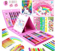 KALANKA-Ensemble D'Art Licorne De 208 Pcs Pour Enfants,Set De Coloriage Pour Filles Avec Livre De Coloriage Licorne, Pastels à L'Huile, Crayons De Couleur, Cadeaux Licorne Pour Les Filles De 3 à 12 A