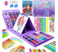 KALANKA-Ensemble D'Art Sirène De 208 Pcs Pour Enfants,Set De Coloriage Pour Filles Avec Livre De Coloriage Licorne, Pastels à L'Huile, Crayons De Couleur, Cadeaux Licorne Pour Les Filles De 3 à 12 An