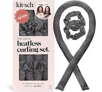 Kalanka-Ensemble De Bigoudis Sans Chaleur - Bigoudi Satiné Sans Chaleur, Bigoudi Sans Chaleur Pour Cheveux Longs Et Courts, Boucles De Nuit Avec 2 Chouchous Satinés Et Tige De Brushing - Charcoal