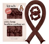 Kalanka-Ensemble De Bigoudis Satinés Sans Chaleur Xl - Bigoudis Sans Chaleur Pour Cheveux Longs Et Courts, Boucles De Nuit Avec 2 Chouchous Satinés Et Une Tige De Lissage Xl, Chocolate