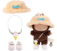 KALANKA-Ensemble Vêtements pour Poupée, Chaussures Mignonnes & Chapeau & Sachet Jouet en Peluche Tenue Élégante Accessoires Vêtements en Peluche pour Poupée 17cm