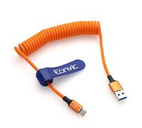 KALANKA-Eonvic CarPlay Câble spiralé tressé USB A vers USB C 45 W pour iPhone 15/16 Pro Max Galaxy S24/S23/S22 pour ordinateurs portables et appareils photo (orange, spiralé, 40 cm)