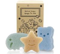 Kalanka-Eponge De Bain Konjac Pour Bébé, Éponges De Bain Naturelles Aux Formes Mignonnes Pour Les Nourrissons Et Les Tout-Petits, Set : Éléphant, Ours Et Étoile
