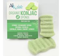 Kalanka-Eponge De Konjac Bio Pour Le Corps Associé Au Thé Vert Lot De 2 Éponges Pour Le Corps Eponge Exfoliante Végétale Naturelle Nettoyante.