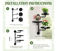 KALANKA-Étagère Rotativev pour Porte Plante Interieur, 3 Niveaux Étagère Plante en Métal, 43 cm pour Une Exposition Optimale à La Lumière ¿ Idéale pour Cultiver Des Herbes
