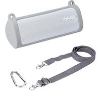 KALANKA-Étui en Silicone Compatible avec l'enceinte Bluetooth Portable étanche Sonos Roam 2 / Sonos Roam/Sonos Roam SL, avec bandoulière et Mousqueton, Gris, étui Uniquement
