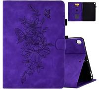 Kalanka-Étui Pour Ipad 9ème/8ème/7ème Génération 10.2 Pouces 2021-2019, Daim Support Housse Avec Automatique Réveil/Sommeil Folio Avec Porte Stylo & Fentes Pour Cartes Pour Ipad 10.2/Pro 10.5, Purple
