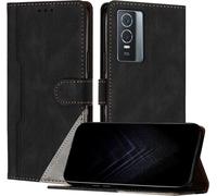 Kalanka-Étui Pour Vivo Y76 /Vivo Y76s/Y74s, Housse En Cuir Pu Avec [Protection Antichoc Tpu] [Fonction Support] [Porte-Cartes ] Antichoc Magnétique Coque Pour Vivo Y76 - Noir