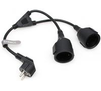 KALANKA-EU Europe Schuko UPS PDU Y Splitter Cordon d'alimentation coudé CEE7/7 Prise Schuko européenne vers Prise européenne Femelle câble d'extension 16 A 250 V (2 x Femelles)