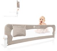 Kalanka-Eva Barrière Lit 150cm X 42cm, Pliage À 180 Degrés Barriere De Lit Anti-Chute, Attachée Avec Des Ceintures De Sécurité, Cadre En Métal, Haute, Pliable, Stable Et Durable (Beige)