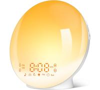 Kalanka-Eveil Lumière Led Radio Réveil Matin Lumineux Lampe De Chevet 20 Niveaux De Luminosité Simulateur D'aube Et Crépuscule 2 Réveils 7 Sons Naturels Fonction Snooze Veilleuse Enfant 11 Couleurs (
