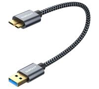 KALANKA-External Hard Drive Cable, 2 Pieces 15 cm 5Gbps USB 3.0 to Micro B Hard Drive Cable for WD Elements, Seagate, My Passport Ultra, SSD, Galaxy Pro 12.2, Galaxy S5, etc