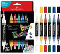 Kalanka-Faber-Castell 285507 - Marqueur Acrylique Shake&paint Black Edition, 6 Marqueurs Acryliques, Marqueur Avec 2 Pointes Rondes (3 Mm Et 1 Mm)
