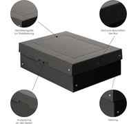 Kalanka-Falken - Réf. 22001696000f - Purebox - 1 Boîte De Rangement Avec Couvercle - Emballage Cadeau - Sans Plastique - Format A4 - Hauteur 40 Mm - Poignée Découpée - Entourée D'un Ruban - Couleur N