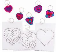 KALANKA-FC478 Lot de 10 porte-clés, en film rétractable, en forme de c?ur, kit de bricolage pour enfants, à colorier et à suspendre le jour de la Saint-Valentin (FC478), taille M